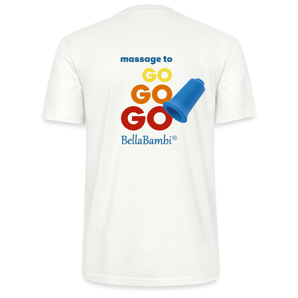 Bio-Baumwoll T-Shirt "massage to GO GO GO" - Weiß